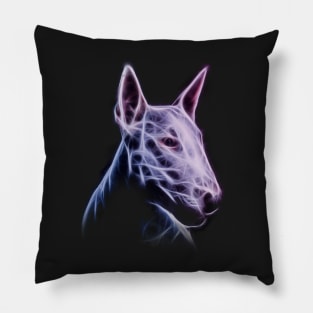 Bull Terrier CyberPunk Portrait Loft and Spiritual Style Pillow