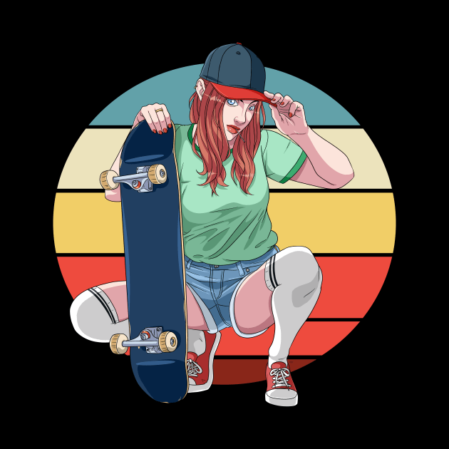 Skater Girl Skateboarding Skateboard Sk8er Woman by Noseking