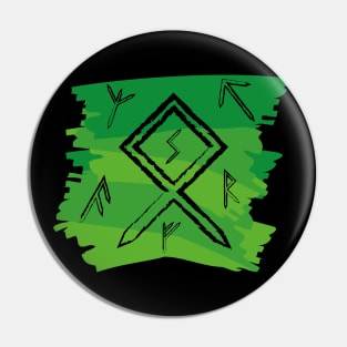 Celtic Green Paint Runes Norse Mythology Asatru Pin