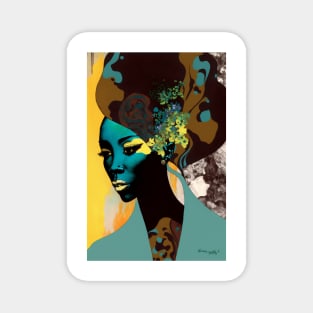 Woman with flowers in her hair. Magnet