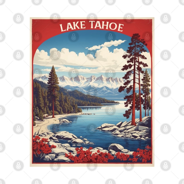 Lake Tahoe Sierra Nevada United States of America Tourism Vintage Poster by TravelersGems