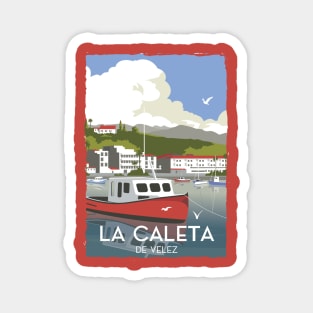 Spain La Caleta De Velez  Harbor Vintage Travel Poster Gift Magnet