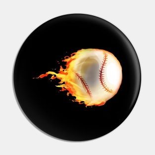 Burning Baseball Pin