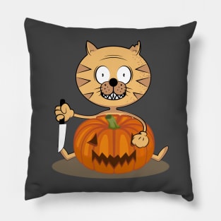 Carving with cat. Halloween. Pillow