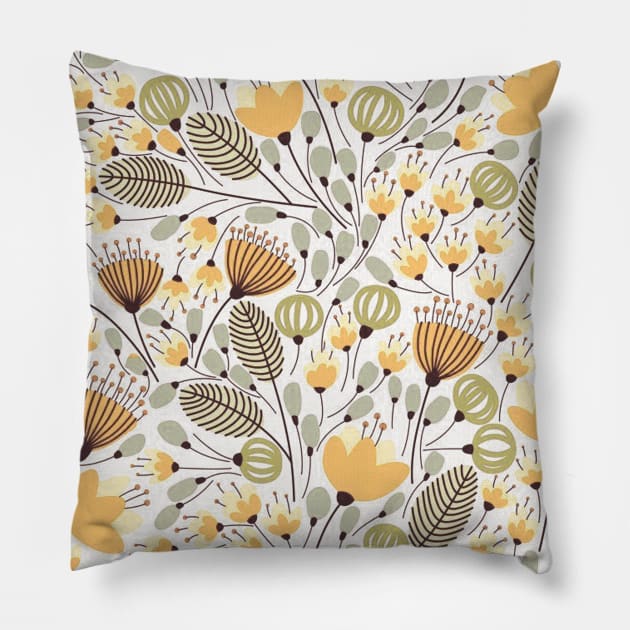 Retro Leaves Illustration Pillow by giantplayful