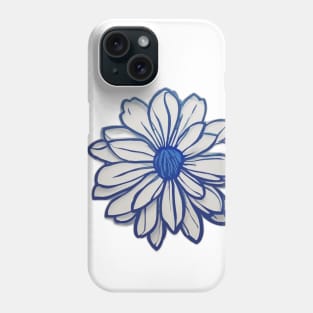 Blue Floral Design on Black Background No. 519 Phone Case