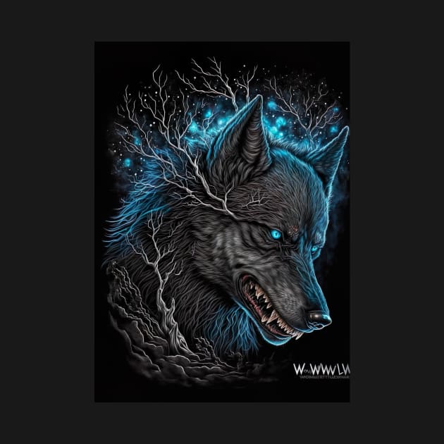 Wolf with blue spark by KoolArtDistrict