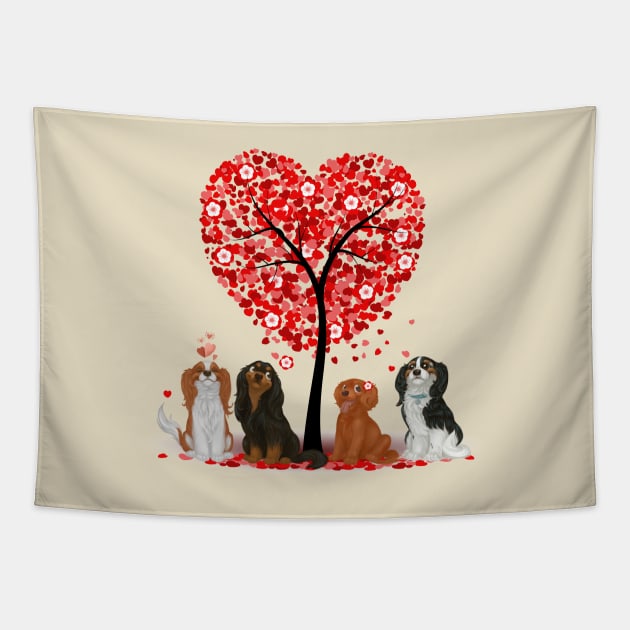 Cavalier King Charles Spaniels Love and Valentine Design Tapestry by Cavalier Gifts