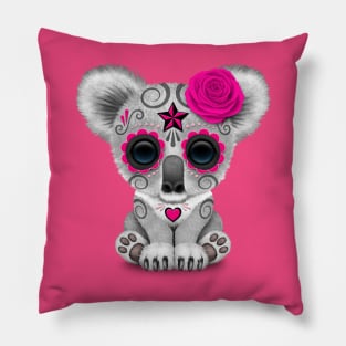 Pink Day of the Dead Sugar Skull Baby Koala Pillow