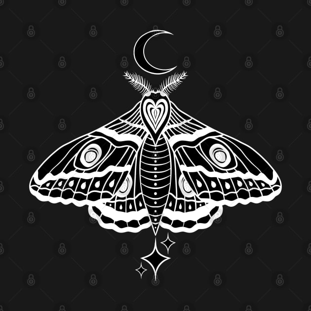 Witchy Cute Celestial Moth - White by Velvet Earth