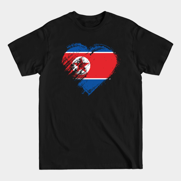 Discover Grungy I Love North Korea Heart Flag - North Korea - T-Shirt