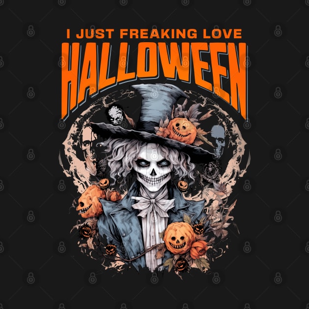 I Just Freaking Love Halloween Skull Scary Spooky Monster Pumpkin by Carantined Chao$