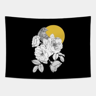 Bird, Roses and Moon Tapestry