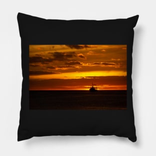 Boat at Sunset. Pillow