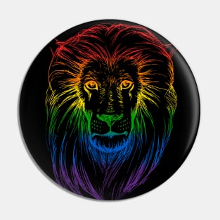 Rainbow Lion Art Pin