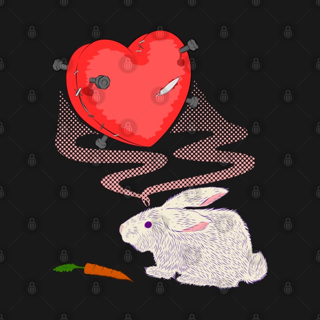 Stitched Heart And Rabbit by CrocoWulfo