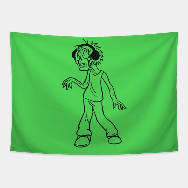 Zombie Wearing Headphones Tapestry by blazedclothes