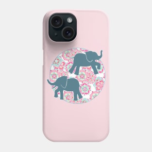 Tiny Elephants in Fields of Flowers Phone Case