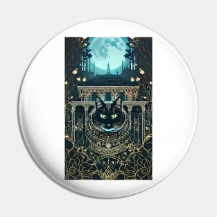 Black yule Cat at night 4 Pin