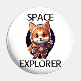 Red Fox Astronaut - Space Explorer (Black Lettering) Pin