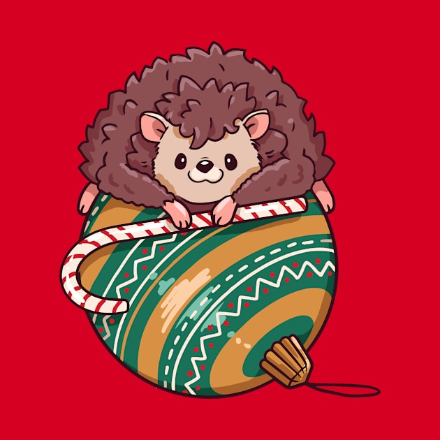 Cute Cartoon Christmas Hedgehog on an Ornament by SLAG_Creative