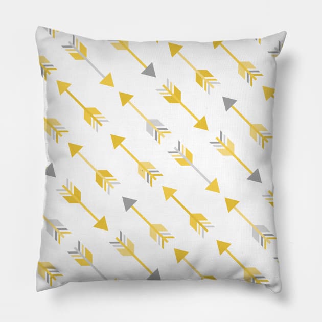 Yellow Gray Tribal Arrows Pattern Indian Indigenous Pillow by jodotodesign