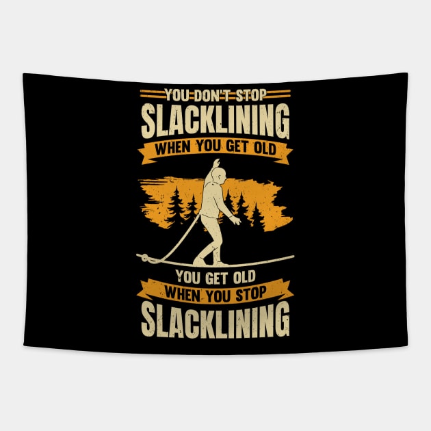 Slacklining Old Man Slackline Slackliner Gift Tapestry by Dolde08