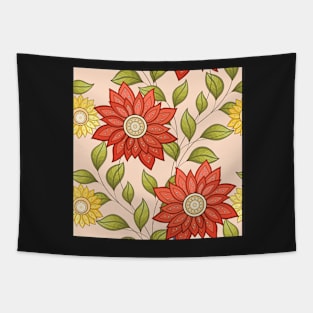 Summer Pattern with Floral Motifs Tapestry