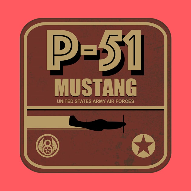 P-51 Mustang Retro Patch by Tailgunnerstudios