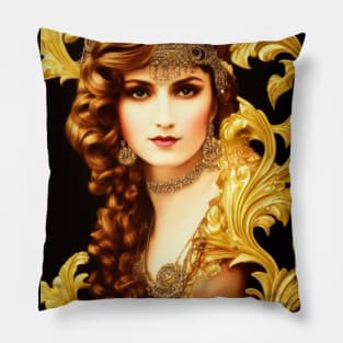 Woman With Filigrane Jewels Pillow