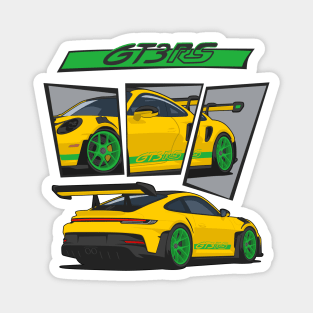 car 911 gt3 rs racing edition detail yellow green Magnet