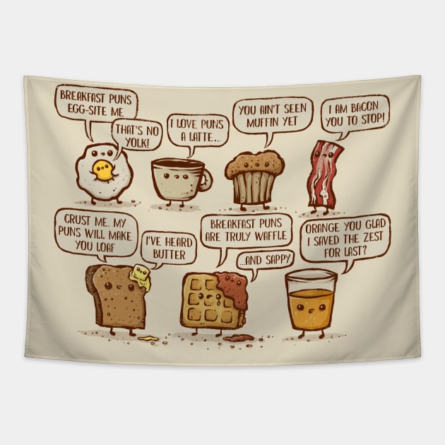 Breakfast Puns are Waffle Tapestry by kg07_shirts