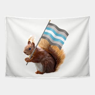 Red Squirrel with a Demiboy Pride Flag Tapestry