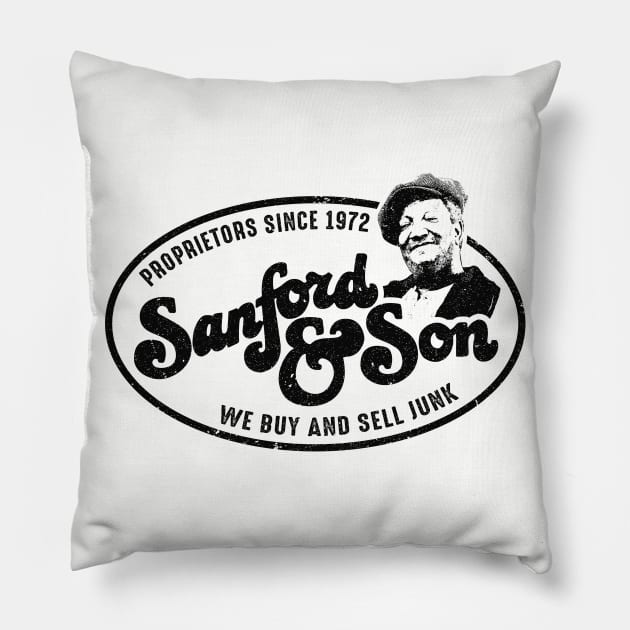 Sanford and Son Worn Logo Lights Pillow by Alema Art