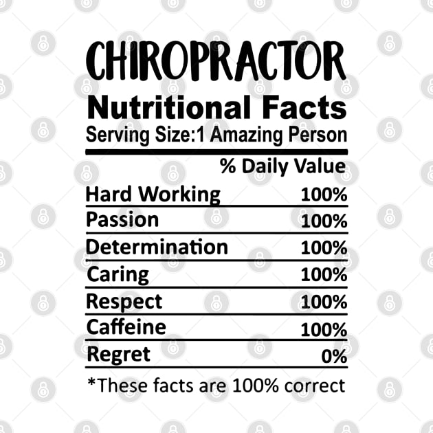 Chiropractor Nutrition Facts Funny by HeroGifts