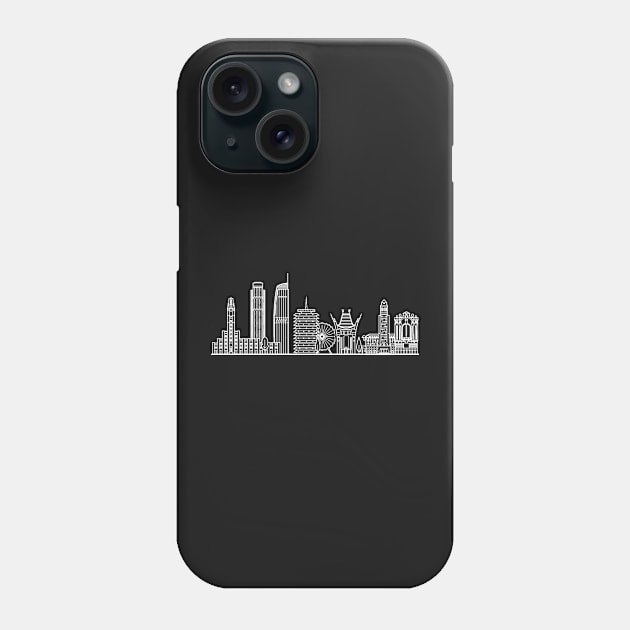 Los Angeles Skyline in white with details Phone Case by Mesyo