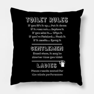 Toilet Rules Funny Quotes For Ladies And Gentlemen, Sarcastic English Humor For The Loo Pillow