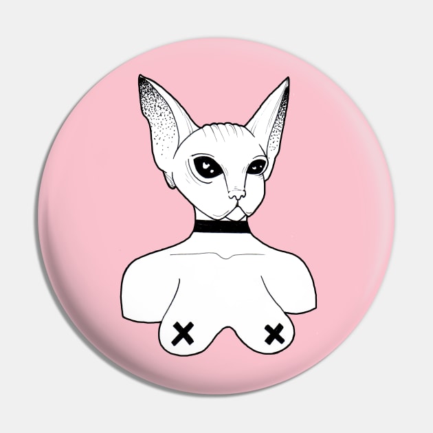 Minimalist Sphynx Tattoo Art Pin by MazeMazeMaze