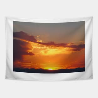 Fiery Sunset over the Rocky Mountains Tapestry