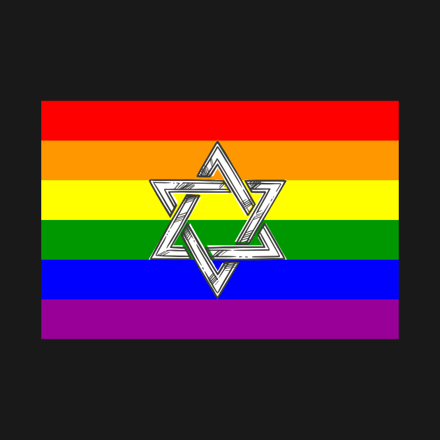 Gay Praid Rainbow Flag Jewish Star of David by ProPod