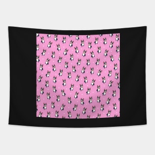 Cute Boston Terrier Pattern Pink Tapestry