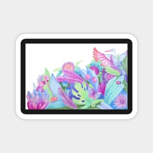 Beautiful painted fabulous flowers and leaves Magnet