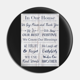 House Rules to Live By Print Pin