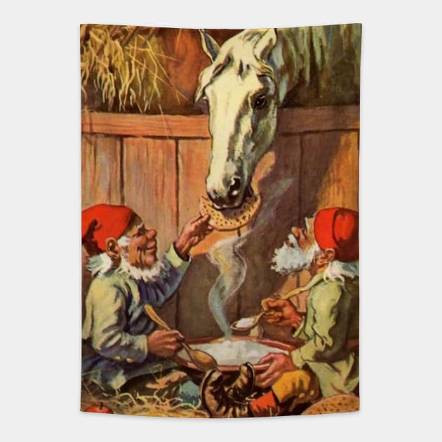 “Dinner in the Stables” by Jenny Nystrom Tapestry by PatricianneK