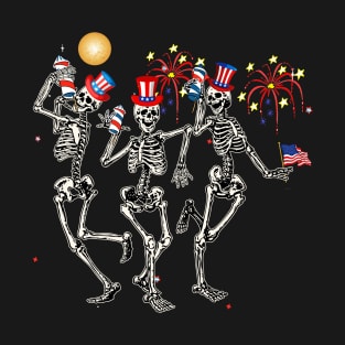 Dancing Skeleton 4th of July American Flag T-Shirt