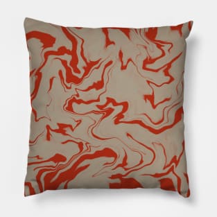 Shades of Moody Red and Gray Aesthetic Marble Pattern Pillow