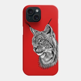 Eurasian lynx big cat ink illustration Phone Case