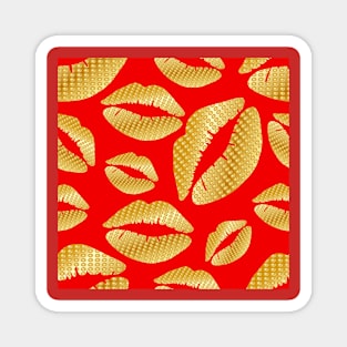 Golden lips on red Magnet