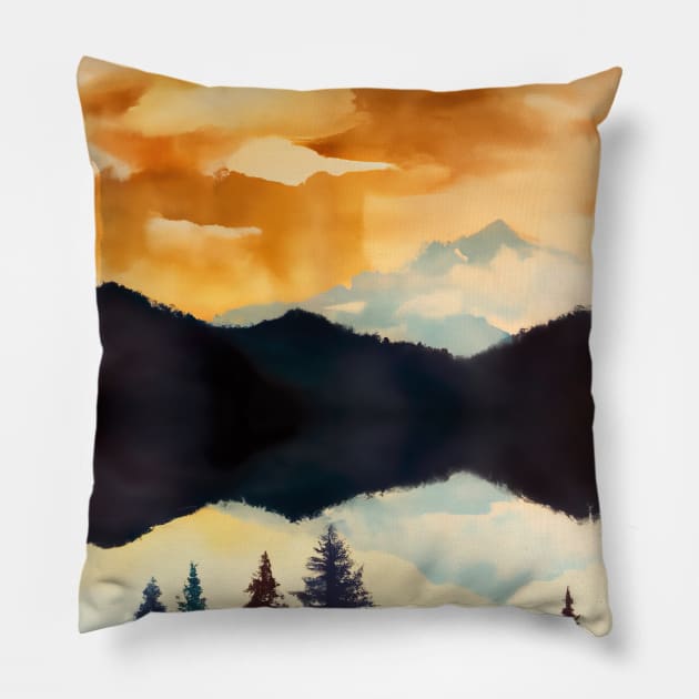 Forest Painting Pillow by maxcode