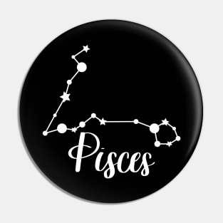 Pisces Zodiac Constellation in White Pin